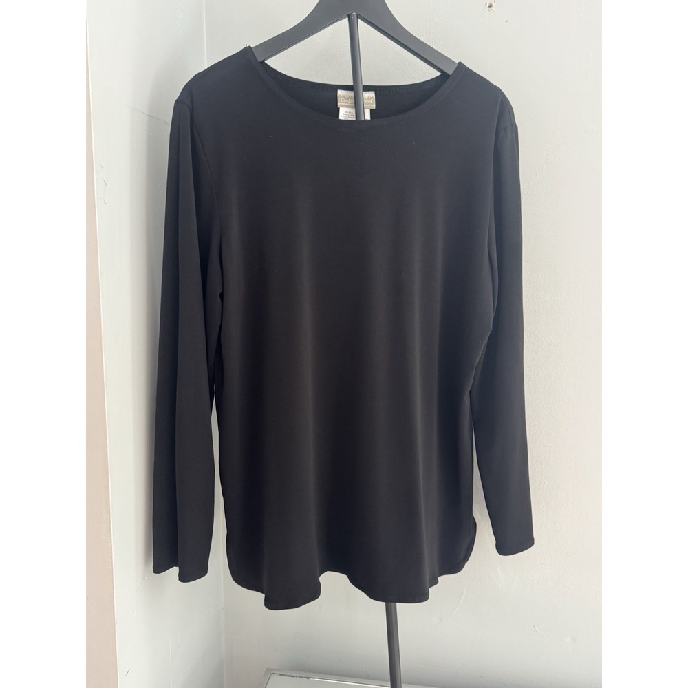 Coldwater Creek Black Long Sleeve‎ Top Womens Sz L Minimal Classic Travel